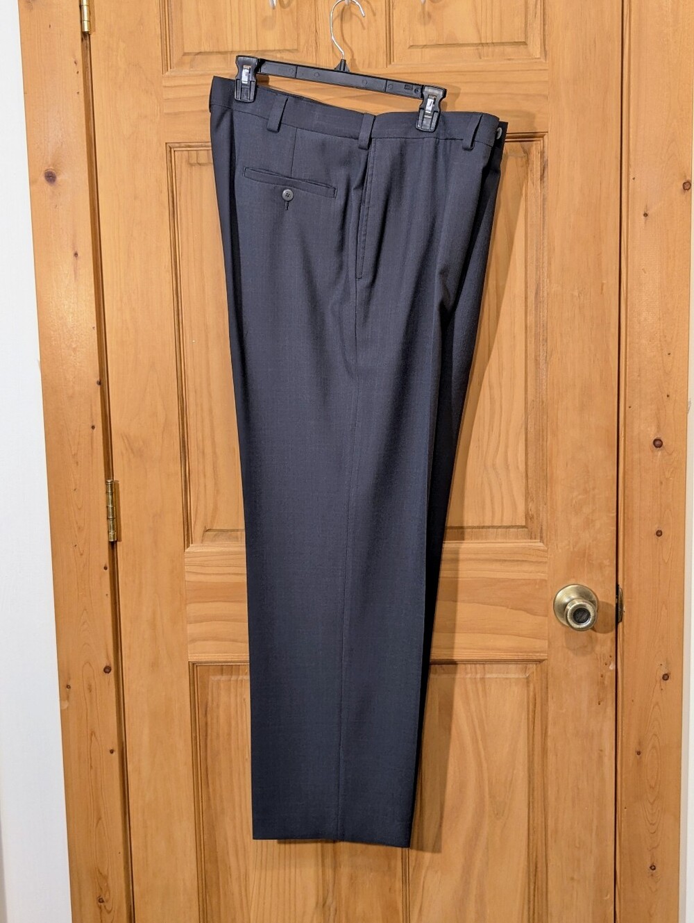 Haggar Dress Pants Polyester Revere Flat Front Charcoal Gray Trousers Mens 38x32